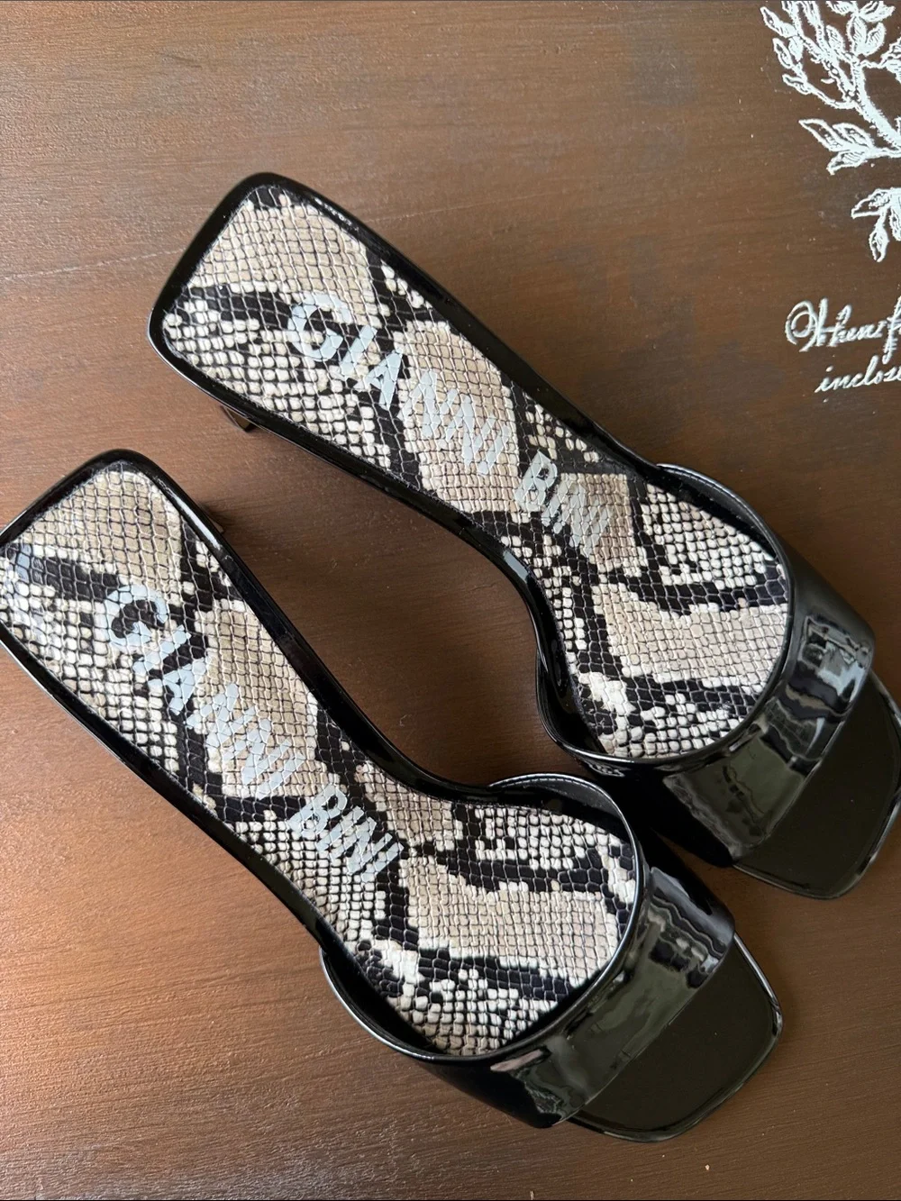 Gianni Bini Stacilie Patent Slide Mules